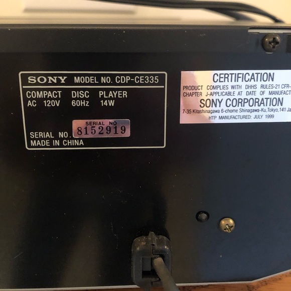 VINTAGE SONY 5-DISC Carousel CD Changer - Model # CDP-CE335 - Picture 11 of 12